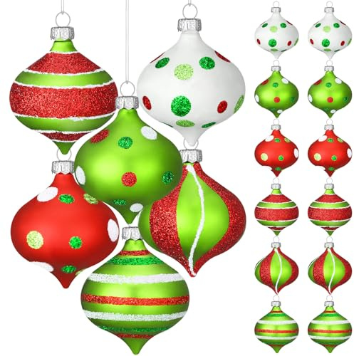 RoundFunny 12 Pcs Christmas Ball Ornaments 2.36 Inch Ornaments Glittering Plastic Hanging Decorations Elf Balls Swirl Candy Cane Peppermint Red and Green Christmas Tree Pendants for Xmas Tree Decor