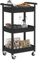Steehoom 3-Tier Storage Trolley Rolling Cart with Cover Top Board, Utility Cart Storage Rack Shelves on Wheels for Kitchen, Office, Bathroom, Bedroom, Laundry Room (Black)