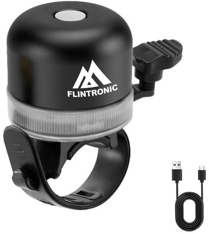 Flintronic Timbre de Bicicleta, Timbre Bicicleta Infantil, Timbre de Manillar de Bicicleta Impermeable, Volumen Ajustable 120 decibeles, Accesorios de Ciclismo para Scooter, Negro