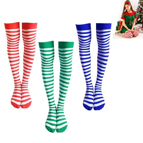 CZAYEFNH Calcetines Rayas y Largos para Niñas - Medias Rayadas de Superior Calidad para Mujer, Calcetines Altos para Niñas y Mujeres, Ideales para Cosplay, Ropa Kawaii y Estilo Femboy