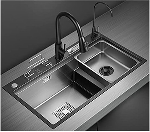 Großes Unterbau-Waschbecken mit Waschbrett und Wasserhahn, Keramik-WC, Waschtischspüle für Untertischmontage, Farbe B, Größe 62 x 41 x 20 cm