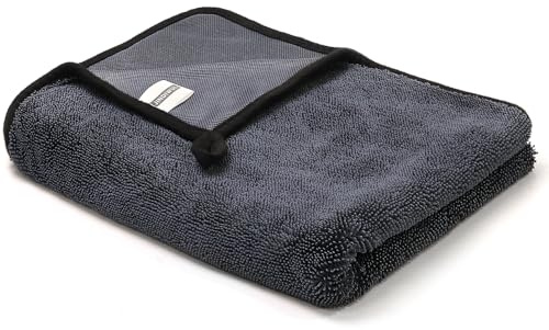 JINDIWUL Chiffon de séchage XXL en microfibre de qualité supérieure 600 g/m² - Très absorbant, résistant aux rayures et à la décoloration - Réutilisable pour voiture, moto et maison (60 x 90)
