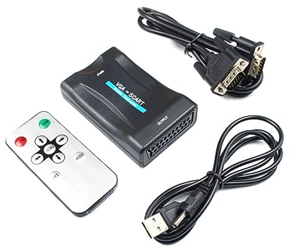 Happyyami Vga to Scart Converter Adapter No Driver Needed Supports Ntsc Pal Realize Vga to Scart Signal Conversion for Streaming Movies and