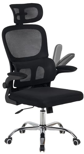 IlGruppone Sedia da Ufficio Professionale Ergonomica Rete Traspirante Supporto Lombare Adattivo Poltrona Direzionale Poggiatesta Regolabile Braccioli Ribaltabili Fino 150 kg - Nero