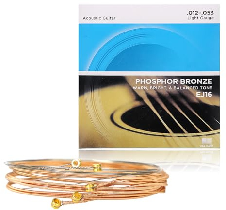 Corde Chitarra Acustica | Corde per Chitarra Acustica | Corde Acustica | EJ16 Set Corde Acustica EJ Phosphor BRZ RND WND, 12-53