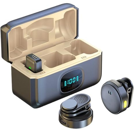 Lieawy Microfono Mini - Microfono Mini Wireless, da Colletto con Riduzione Rumore per Registrazione Canto Video Social Media