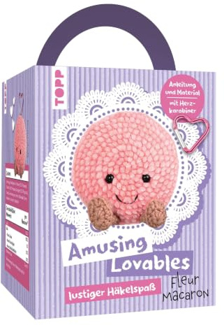 Amusing Lovables Häkelset Fleur Macaron: Anleitung, Chenillegarn, Häkelnadel, Füllwatte, Sicherheitsaugen, Karabiner