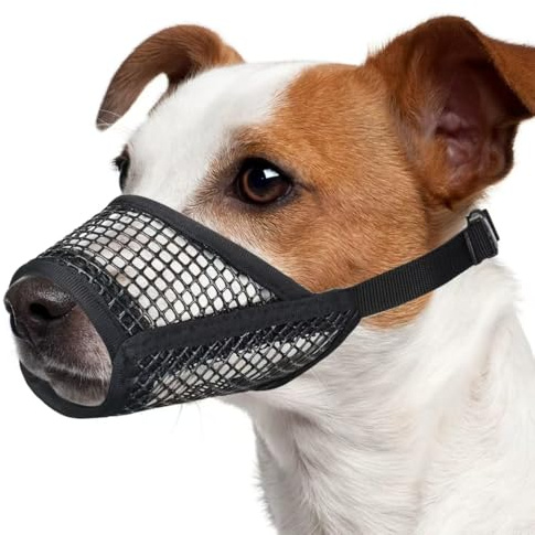 AMWYODK Dog muzzle,suitable for small, medium, and large dog,Prevent biting, barking, and gnawing,Adopt a soft mesh muzzle,Allow Panting Drinking。 (M-Snout (7¼”-8”))