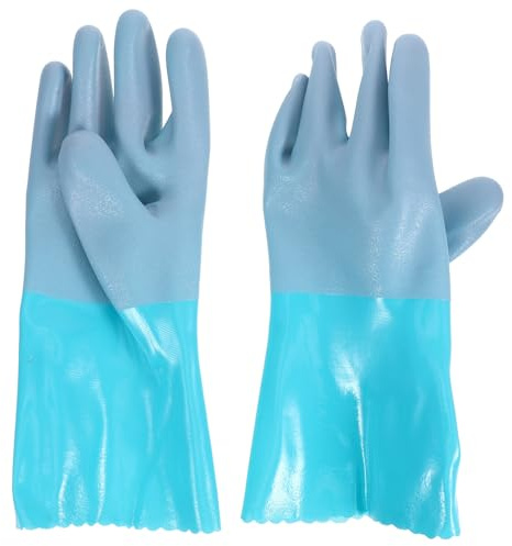 Hoement Guanti Antiscivolo in Gomma Resistenti Antiforatura per Pulizia e Manipolazione di Pesce, Guanti da Lavoro Impermeabili per Pesca e Cura di Acquari Marini