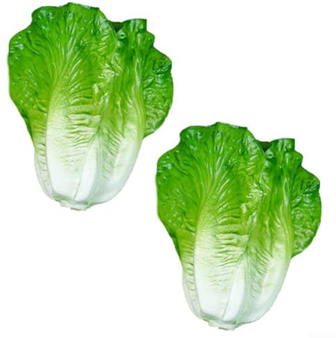 Lattuga artificiale, verdure finte in PVC, per decorare la casa e la cucina, realistica per esporre insalata, verde a foglia sintetica per tavolo da pranzo (2 pezzi)