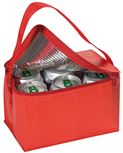 Thermal Insulated Portable Cool Canvas Stripe Lunch Picnic Totes Carry Case Bag (Small, Red)