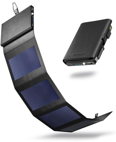 Mini Batterie Externe Solaire Portable 4000 mAh - 4W Sunslice Photon, Plus Petit Chargeur solaire, panneau solaire portable pour smartphone, pour la Randonnée, compatible avec toutes les marques, Noir