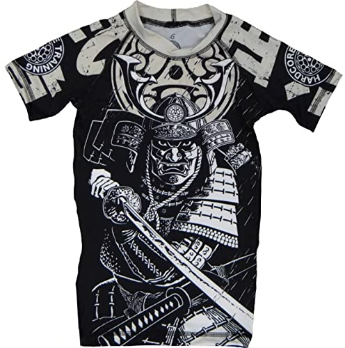 Hardcore Training Kids Rash Guard Kompressionströja Barn Compression Shirt Base Layer Tights No Gi BJJ Fitness Workout Running Boxing (DE/NL/SE/PL, Ålder, 8 år, Regelbunden, Grey)