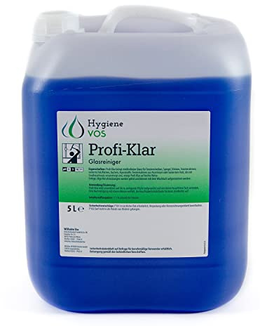 Hygiene Vos Profi Clear Glass Cleaner 5 liter för glasade ytor, speglar och kakel. Klar att använda för streckfri glans