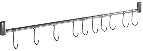 Hakenleiste für Küchenutensilien mit 10 Haken, Hängeleiste Küchenreling Edelstahl - 58 cm