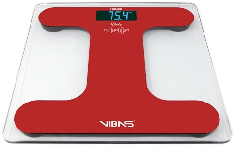 Bilancia Pesapersone Parlante VIBAS iVoice Body, per Non Vedenti o Anziani, Parla 5 Lingue, Voce Chiara, con Ausili Sonori per orientarsi, Ripetizione del Peso, Volume regolabile, Batterie Incluse