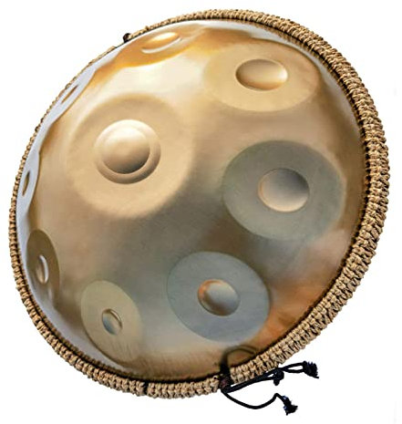 Handtrommelinstrument, 432 Hz Handpan-Trommel in d-Moll, 9 Noten, 22-Zoll-Stahltrommel mit weicher Handpan-Tasche, 2 Handpan-Schlägeln, Handpan-Ständer, staubfreiem Tuch