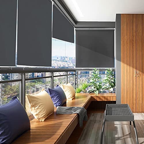 YRHome Senkrechtmarkise Vertikalmarkise ausziehbar Sonnenschutz Außenrollo Balkon Sonnenschutz Beschattung Sichtschutz Wasserfest Windschut Balkonrollo für Balkon Terrasse, 100 x 140 cm, Anthrazit