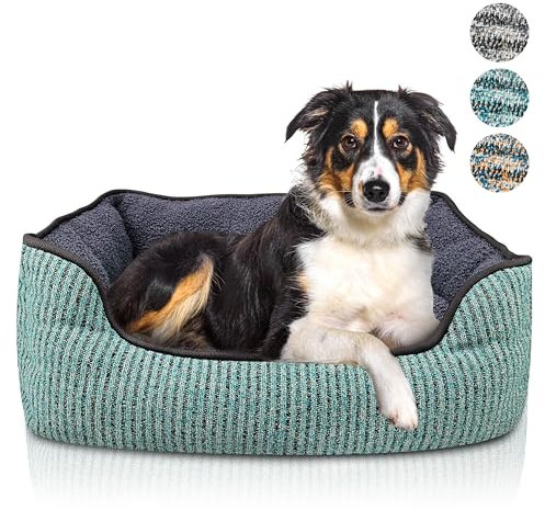 bluzelle Hundebett für große Hunde, Hundekorb Hundesofa Hundekissen Hundecouch Tierbett Schlafplatz, Waschbar rutschfest Herausnehmbares Kissen Flauschig Plüsch Teddy-Fell, Größe L, Farbe:Grün