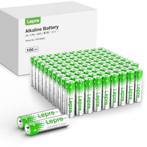 Lepro AA Batteries 100 Pack, 1.5 Volt Alkaline Double AA Battery with High Capacity, Anti-Leakage, Long Lasting Power, 2800mAh LR06 MN1500 Batteries AA for Clocks Remotes Mouse Torch