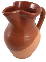 Brocca in terracotta da 22 cm, semi smaltata, realizzata a mano per acqua, caffè, tè e bevande