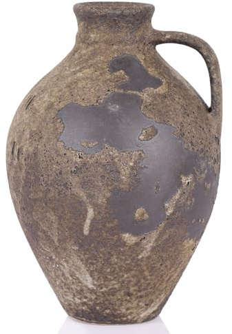 QIANLING Rustik keramisk stenvas med handtag, stor vintage terrakottavas för heminredning, bondgårdsstil, matbord, hylla och bordsuppsatser