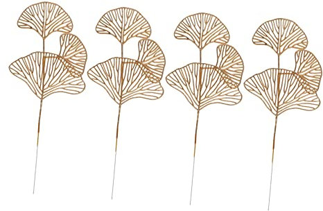 ULDIGI 4er Satz Künstliche Ginkgoblätter Goldfolie Kunstgrün Deko Geburtstagsparty-zubehör Blumengesteck Ohne Vase