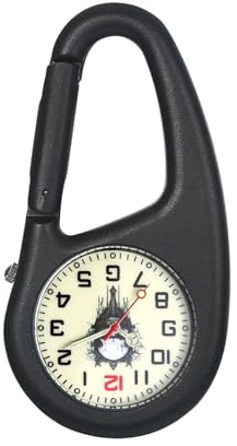 JewelryWe Montre Mousqueton Crâne Fantaisie: Montre Porte Clé Homme Femme Analogique Quartz avec Cadran et Aiguille Luminescent Chiffres Arabes Clip Acier Inoxydable pour Sac à Dos - Cadeau Halloween