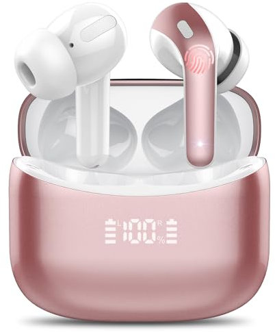 FAMOO Bluetooth Kopfhörer, In Ear Kopfhörer Kabellos Bluetooth 5.3, 2024 Letzte Kabellose Kopfhörer Noise Cancelling Earbuds mit 4 ENC Mic, LED-Anzeige, 52H Tiefer Bass, IPX7 wasserdichte Ohrhörer