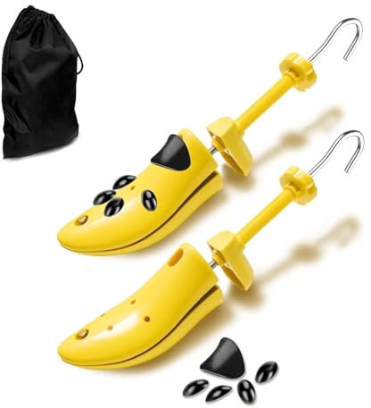 CuteHome Espansore per scarpe da uomo, regolabile a due vie, si espande l'altezza (collo del piede) e la lunghezza delle scarpe, Giallo da uomo,taglia Eu38-44