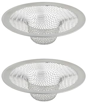 Nayyana 2 kleine Abfluss-Netzkörbe, Abflusssiebe für Badezimmerwaschbecken, Abfluss-Haarfänger für Wäsche, Wischbecken, Abfluss, Slop, Wohnmobil-Waschbecken, Edelstahl-Abflussfilter, 7 cm