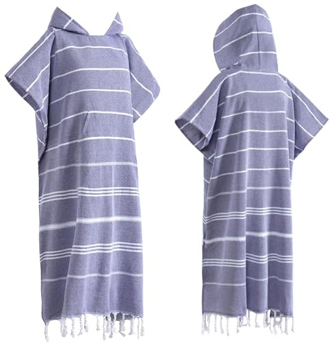Poncho de Bain Adulte,Poncho de Bain 1 poncho de surf en coton, serviette de bain à langer, peignoir de bain avec poche, grande taille, serviette portable, serviette de plage à capuche for adulte, hom