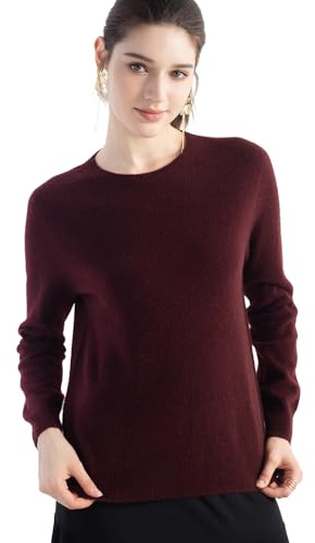 Chanyarn Women's 100% Pure Cashmere Sweater 2025 Fall Winter Crew Neck Long Sleeve Warm Soft Knitted Pullover (Dark Red26088,L)