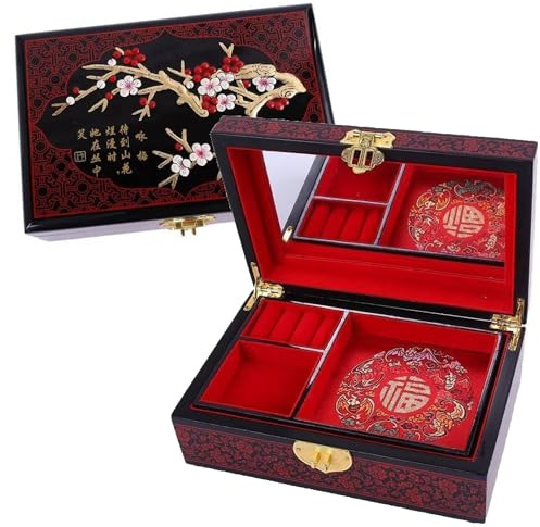lachineuse - Schmuckschatulle in Form einer Kirschblüte - Schmuckkästchen und Schmuckkästchen aus lackiertem Holz - Asiatische Dekoration - Geschenkbox für Damen - Dekorationsgegenstand - Geschenkidee