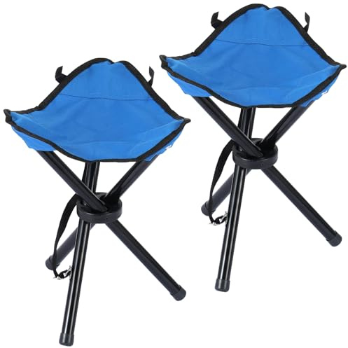 2 PCS Travel Folding Camping Stool, 17 Inch Folding Outdoor Tripod Seats, Portable Camping Stool with Adjustable Carry Strap, 3 Legged Fishing Chair for Hiking, Mountaineering, Picnic, Beach, Lawn