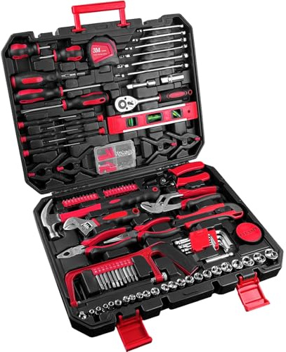 ZBXSNK 158pcs Home Tool Kit Portable Complete Tool Box Household Essentials Repair Hand Tool Set Includes Hammer, Pliers, Screwdriver Set for DIY, Repairs & Crafts