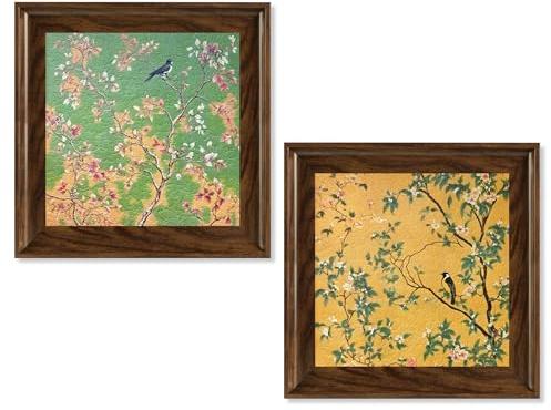 Pduoduo Conjunto de 2 cuadros abstractos enmarcados, cuadros modernos,pinturas botánicas,decoración de pared para el hogar, 15,7 × 15,7 pulgadas
