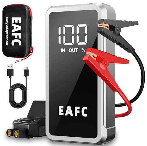 EAFC 5000A Jump Starter Power Pack, 12V Car Battery Booster Jump Starter | for Vehicles, Motorcycle, with Smart Jumper Cables, LED Flashlight, LCD Display, USB Cable(with EVA Bag)