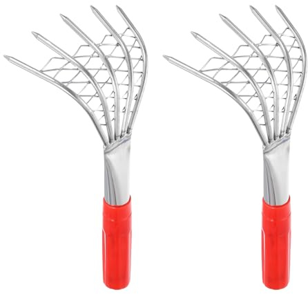 QUARKZMAN 2 Piezas Rastrillo De Almejas 9.84 Pequeño Rastrillo para Almejas Cultivador De Suelo Rastrillo De Césped con Mango Ergonómico para Mariscos Jardinería Cultivo Patio