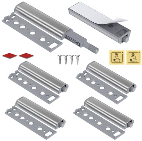Push to Open Aimant Porte Placard Jiayi 6 Pièces Métal Loquet Magnetique Push Open Poussoir Placard Fermeture Magnétiques pour Armoire Systeme Push to Open Amortisseur Tiroir