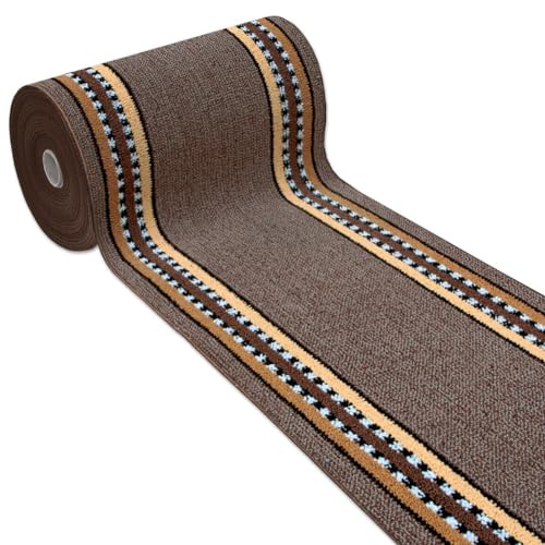 emmevi Tappeto Cucina Antiscivolo Passatoia Bordata Ingresso Scala Lavabile Mod.ALEXA Dis.A 57X270 MARRONE