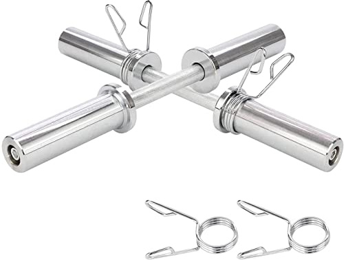 MAXSTRENGTH Chrome Olympic Dumbbell Bars Set With Spring Collar used for home workout Weight training Cross-Training, Weightlifting (2 Olympic Dumbbell Bar*2)