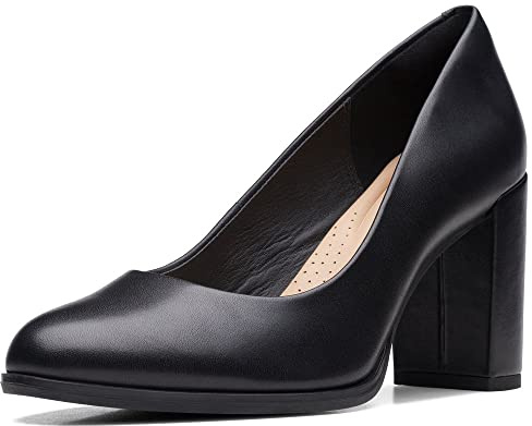 Clarks Freva85 Court Womens Black Leather, 7