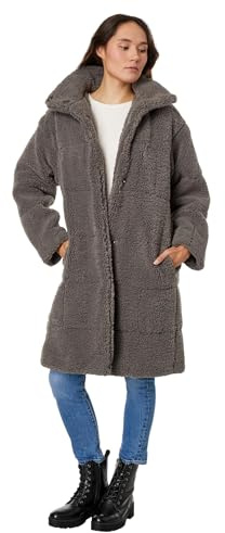 Levi's Quilted Teddy Coat Cappotto Lungo Trapuntato Patchwork, Grigio Carbonio, XL Donna