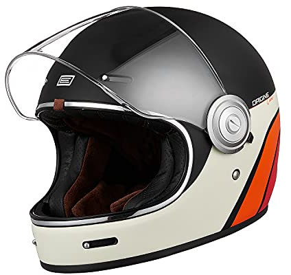 ORIGINE Full Face Integral Motorradhelm Vintage Retro Style Fiberglas Crash Helm ECE(Classic Black,M)