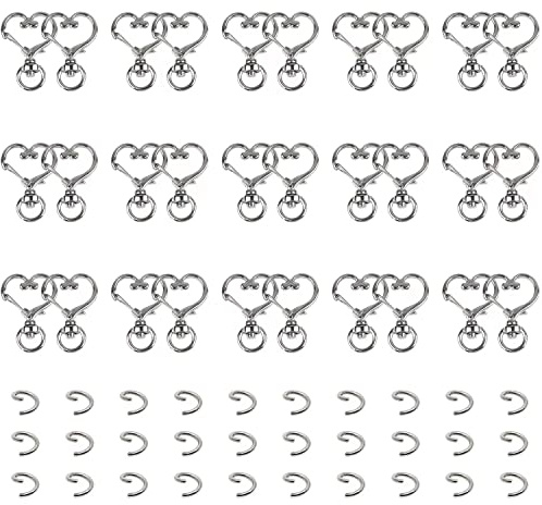 Porte-clés cœur,30 pièces de porte-clés mousqueton cœur,mousqueton avec fermeture à vis,pour accessoires faits main de bijoux sacs à main sacs à bandoulière sacs de transport (argent)