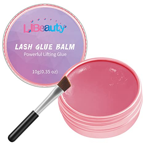 Libeauty Lash Lift Glue Balm Lash Lift Adhesive Strong Sticky Fruit Flavor Eyelash & Eyebrow Perm Glue Balm Brow Lamination Gel (Pink Peach, 10g/0.35oz)