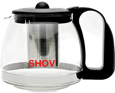 SHOV Teiera in vetro con colino da tè, protezione contro il surriscaldamento, teiera in vetro, filtro in acciaio inox (1250 ml)