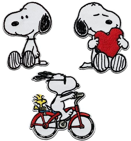 Mono-Quick Peanuts Snoopy Set 3 Stück - Aufnäher, Bügelbild, Aufbügler, Applikationen, Patches, Flicken, zum aufbügeln