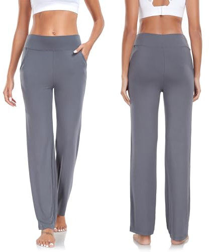 Yogahose Jogginghose Damen Verdickte Version Mit Taschen Freizeithose Straight Leg Modal Sporthose Mode Lounge Running Lang Frauen Hose Yoga Trousers Workout Leisure Jogging Bottoms Dunkelgrau XL
